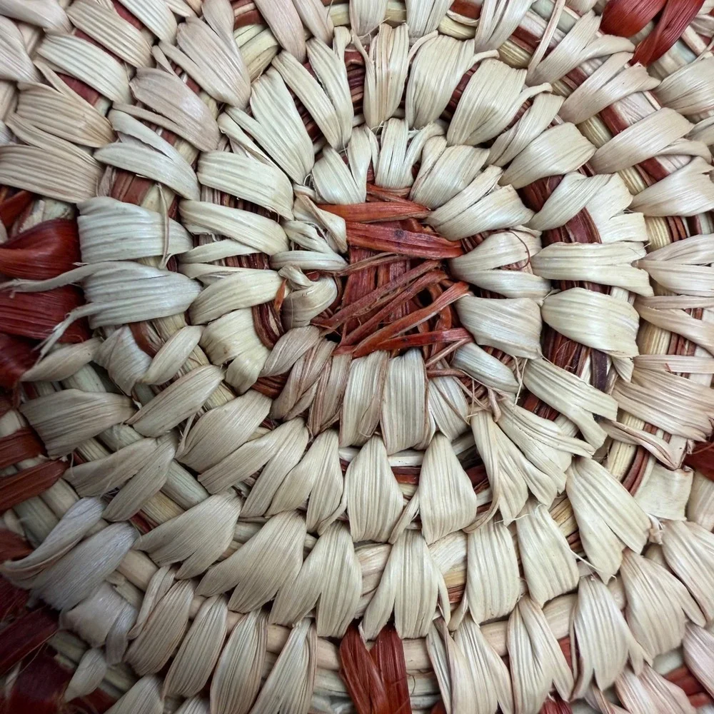 Mini Tohono Oodham Pima Style Coiled Basket Star Design Natural Rust Tiny Gift